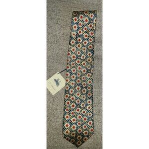 Vintage Il Gattopardo Neck Tie Floral Daisy 100% Silk